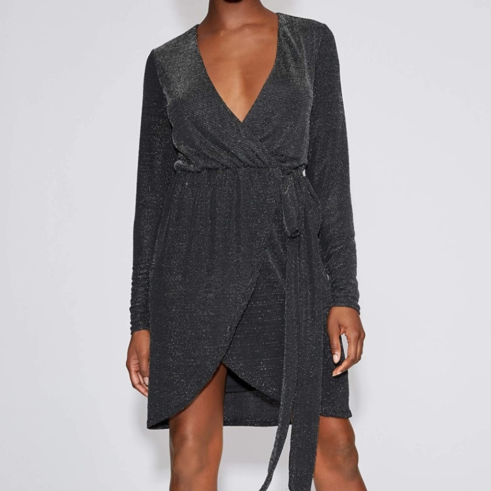 Gabrielle Union Metallic wrap Dress
